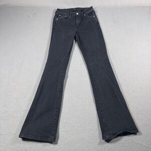 EDWIN Jeans Women Size 25 Flare Jeans Stretch Denim Black Bootcut Casual